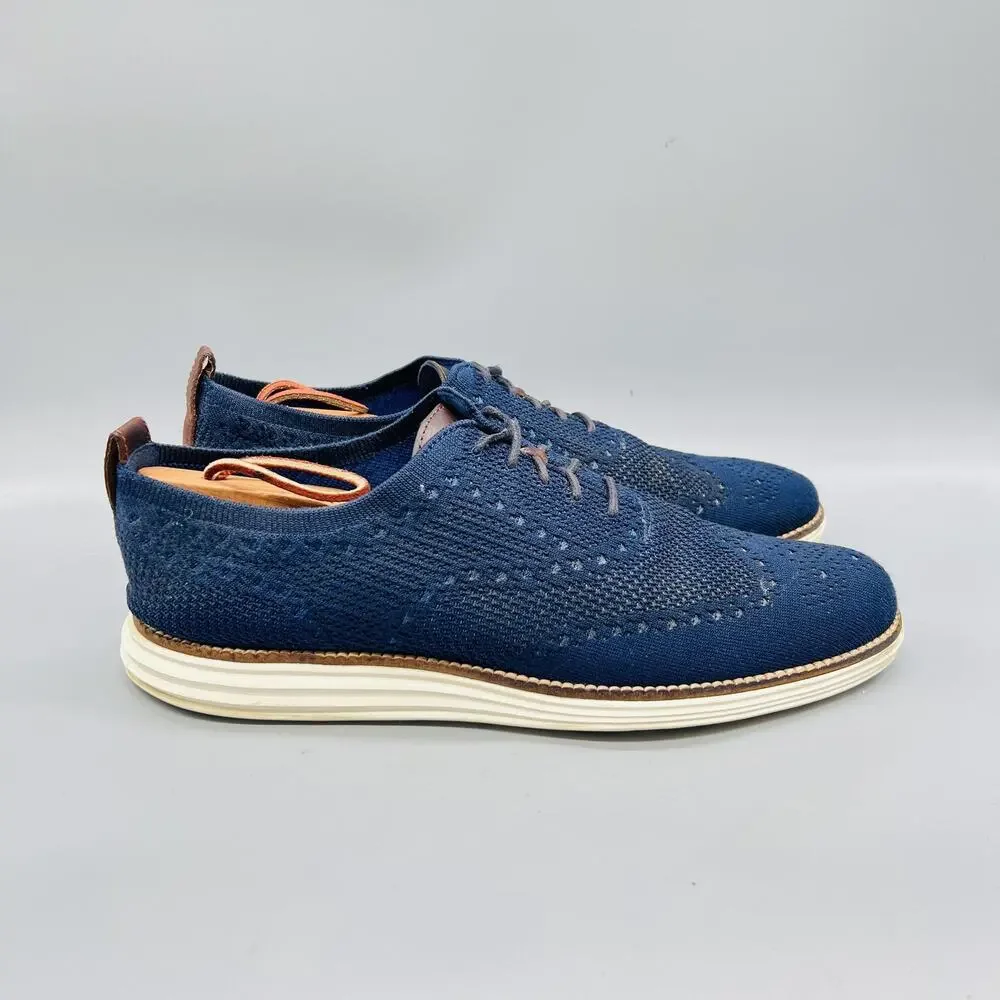 Cole Haan Shoes Mens 10 Blue Knit Grand Wingtip Casual Sneakers Comfort